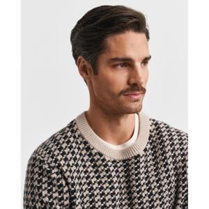 GANT Two-Tone Textured Crew Neck Sweater